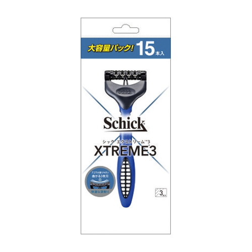 ◆6個仕掛ける/【3980円以上で貨物輸送無料（沖縄を除く）】エクストリーム３（１５本入）[かっこ良い・ジャパン] T字カミソリ-シェービング・脱毛・脱色-美容・コスメ・香水