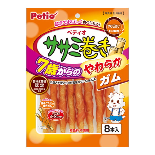 【1入れもの】【3980円以上で貨物輸送無料（沖縄を除く）】【お取り寄せ客体品】ペティオ ７歳からのササミ一巻きチュインガム 8本 [ペティオ] *30個