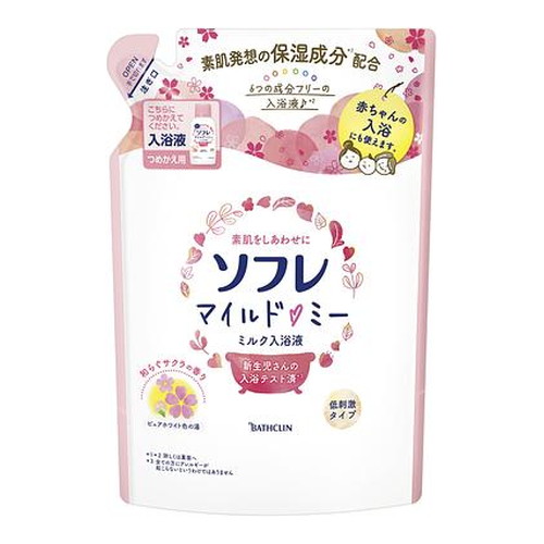 ◆10個セット/【3980円以上で送料無料（沖縄を除く）】デソフレ マイルド・ミー ミルク入浴液 和らぐサクラの香り つめかえ用(600ml)[ソフレ]