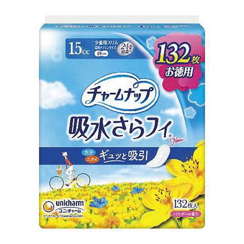 ◆5個セット/【3980円以上で送料無料（沖縄を除く）】チャームナップ 吸水さらフィ 15cc 少量用 昼用ナプキンサイズ 19cm (軽い尿モレの方) 132枚[ユニ・チャーム]