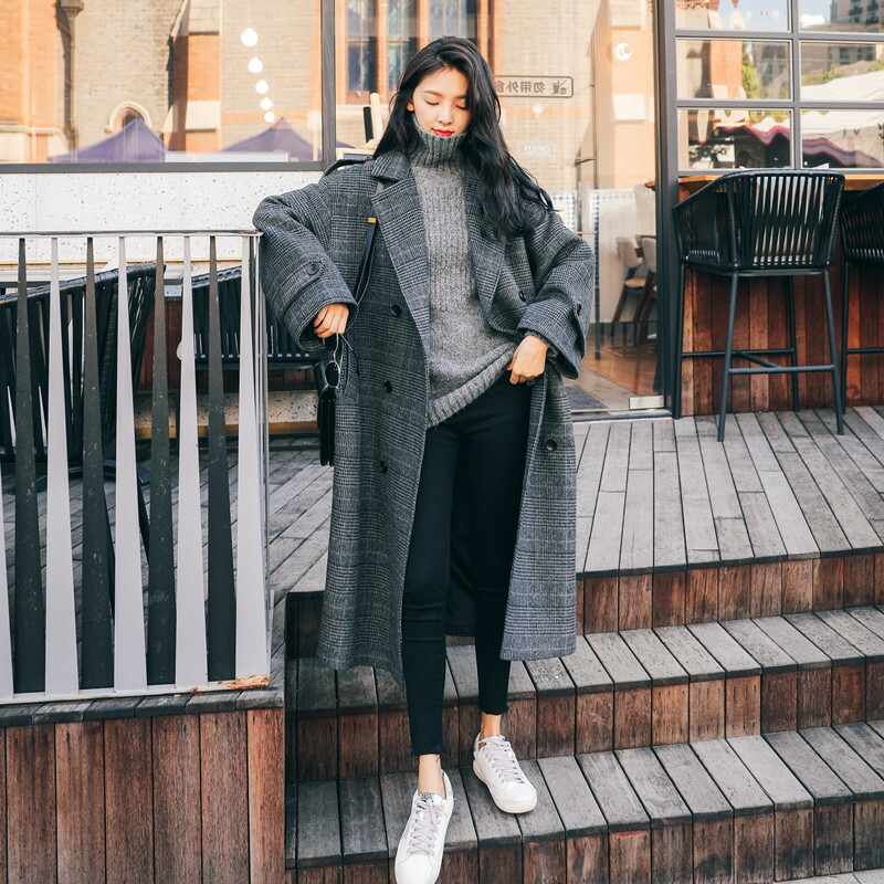 楽天市場 チェスターコート ロングコート レディース グレンチェック ダブルブレスト 秋冬 大きいサイズ 創企画 楽天市場店