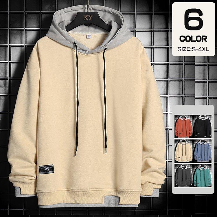 【ポイント最大12倍!お買い物マラソン！１着半額！まとめ買い2枚購入割引クーポン利用で！ 】パーカー メンズ おしゃれ 長袖パーカー スウェット プルオーバーパーカー 切り替え 字 大きいサイズ 防寒 新作