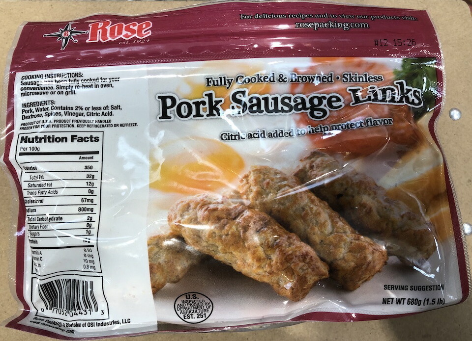 ローズパッキング ポークソーセージリンクス 680g Costco Sausage Rose Pork コストコ Links