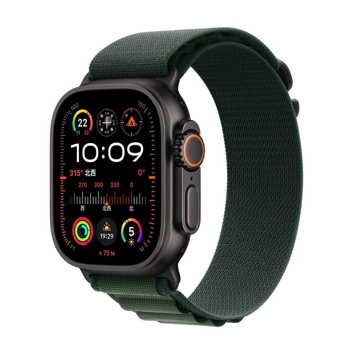【尖んがり最大限度12倍!お買い出しマラソン！】Apple Watch Ultra 2（GPS + Cellularひな形）- 49粍ブラックチタニウムケース + ダークグリーンアルパインループ コンピュータ断層撮影法68183