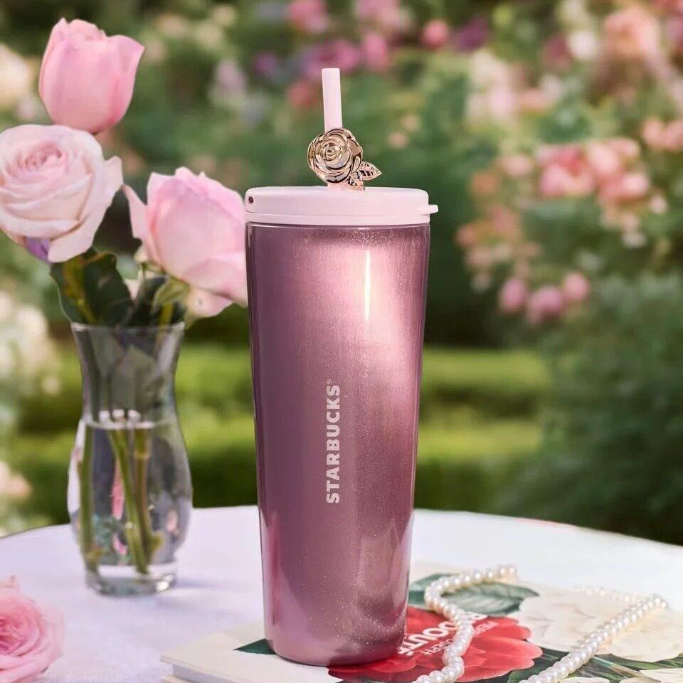 【並行輸入品】Starbucksサクラ色 ダブル飲み口 ステンレスストローカップ 650ml 外国で押さえる starbucks STARBUCKS はやりっ子バックス スタバ タンプラー