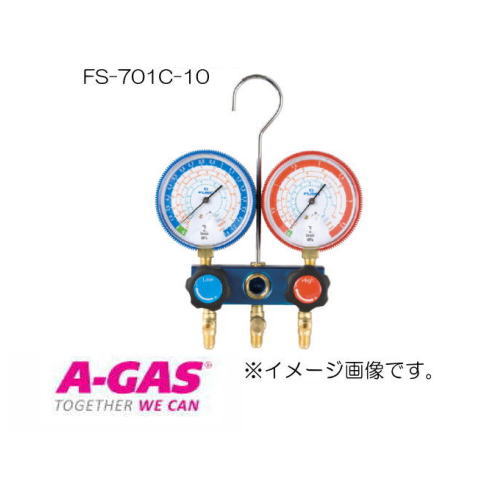 R407C,R404A,R507A,R134a用80Φゲージマニホールド FS-701C-10 FUSO|創工館 店