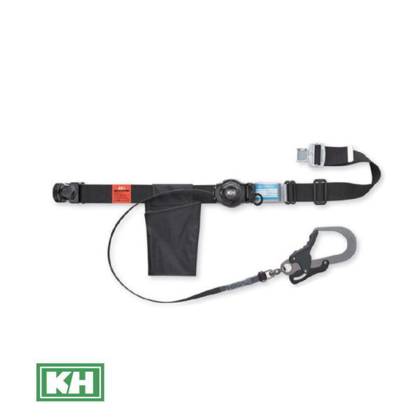 KH ワンタッチ式胴ベルト+ シングル巻取式ランヤード D-OKMJDAK 基陽