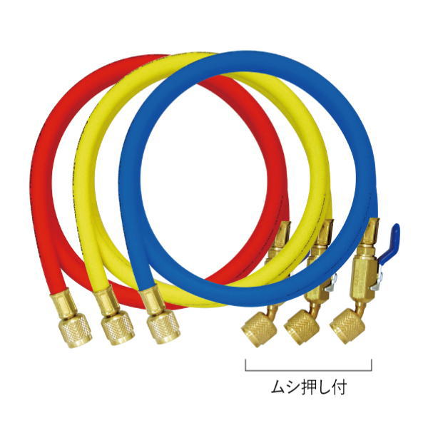 アサダ 1/4"チャージングホースプラスII ボールバルブ付 244cm 3本セット Y29988 ASADA メーカー直送 代引不可|創工館 店