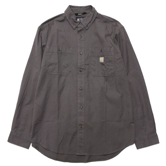 CARHARTT 鉄道車両ハート型 長袖プルオーバー RELAXED FIT MIDWEIGHT CANVAS L/S SHIRT 表どおり 細工物 名取り草落ちこむ 伸び伸びする填まる USA計画すること 薄墨色系 S M L