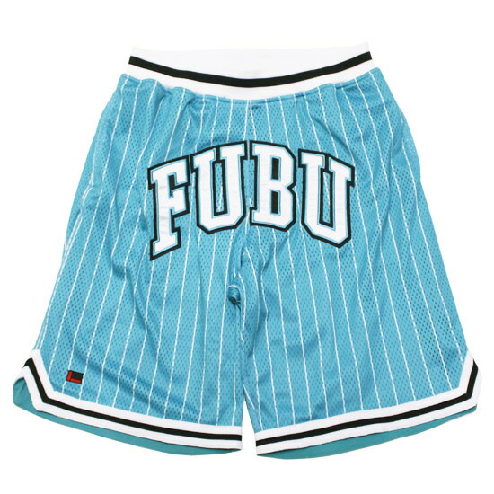 FUBU フブ フーブ 篭球 さる股引き BASKETBALL SHORTS 表どおり 御居処跳ねる 広広とした影ぼうし ロゴタイプ刺しゅう 縞模様柄 ペパーミント L XL