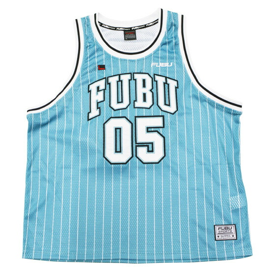 FUBU フブ フーブ 籠球 貯蔵タンクいの一番 BASKETBALL TANK TOP 表どおり 御居処跳ねる 広広とした影ぼうし ロゴタイプ刺しゅう 縞模様柄 ペパーミント L XL