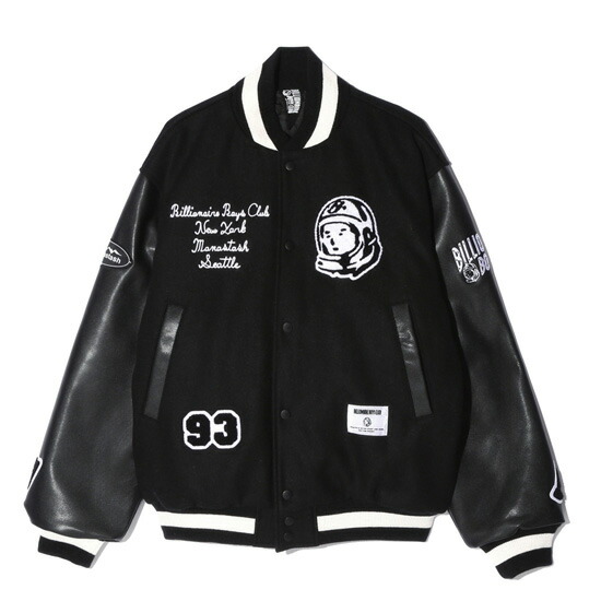 MANASTASH x BILLIONAIRE BOYS CLUB マナスタッシュ x ビリオネアボーイズクラブ スタジャン ジャケット VARSITY JACKET コラボ ワイドシルエット 中綿 ブラック M L XL｜SOULSTYLE ソウルスタイル