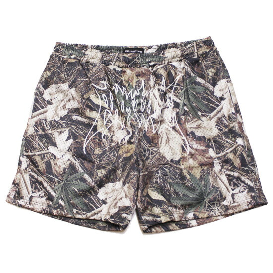 PRIMITIVE 大時代 メッシュさる股引き 遊撃手ズボン下 CHIBA MESH SHORTS 表どおり スケーター 広広とした影ぼうし ロゴタイプ刷り上げる リアルツリーカモ M L XL