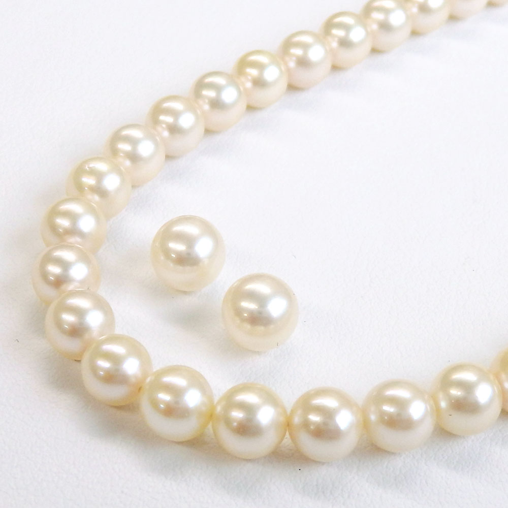 【ポイント5倍★お買い物マラソン】金属アレルギー アコヤ真珠 2点セット 5.5-6.0mm 定番 ネックレス ピアス or イヤリング パール 真珠 あこや あこや真珠 6月 誕生石 金属アレルギー対策 チタン