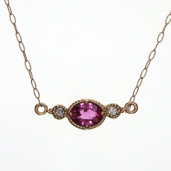 K18PG ピンクサファイア ダイヤモンド ネックレス 0.24ct D0.02ct 41.3cm 鑑別書付 18金 ピンクゴールド 人気 サファイア 9月 4月 誕生石｜真珠ジュエリー卸直販ピッコリーノ 47,880円