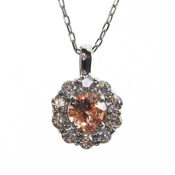 Pt パパラチアサファイア ダイヤモンド ネックレス 0.14ct D0.10ct 40cm 鑑別書付 プラチナ 希少石 レアストーン 人気 パパラチア サファイア 9月 4月 誕生石