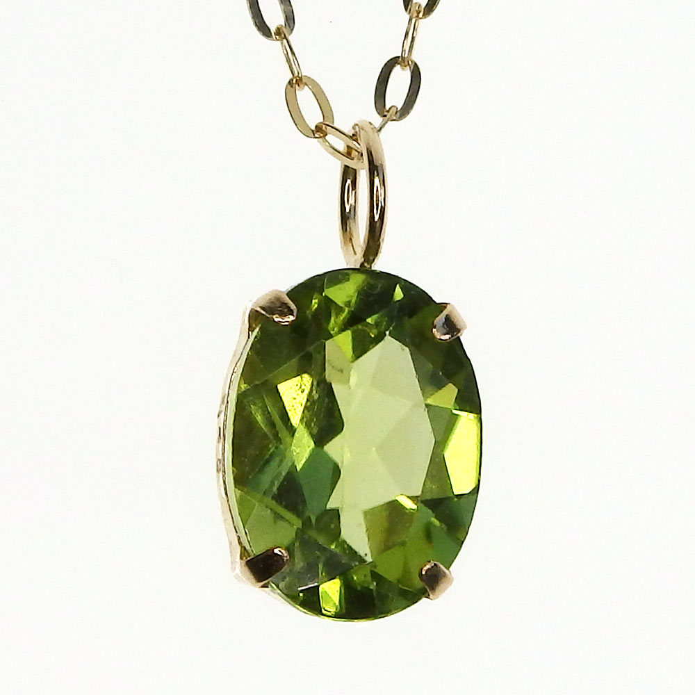 新入荷 【4千円OFF】K10 天然 ペリドット ネックレス 1.28ct 40cm 鑑別
