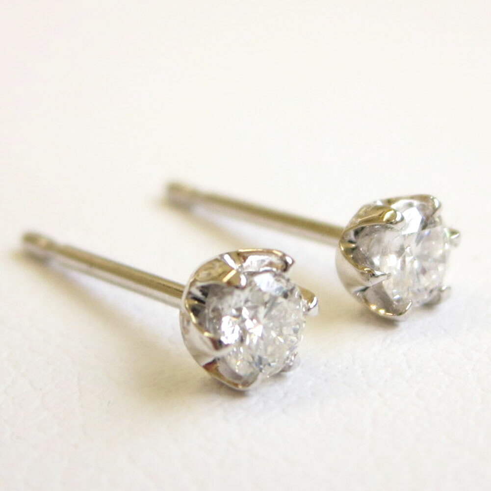 K18WG 一粒 ダイヤモンド ピアス トータル0.2ct 鑑別書付 18金 ホワイトゴールド 一粒ダイヤ 一粒ピアス レディース プレゼント ギフト 4月 誕生石