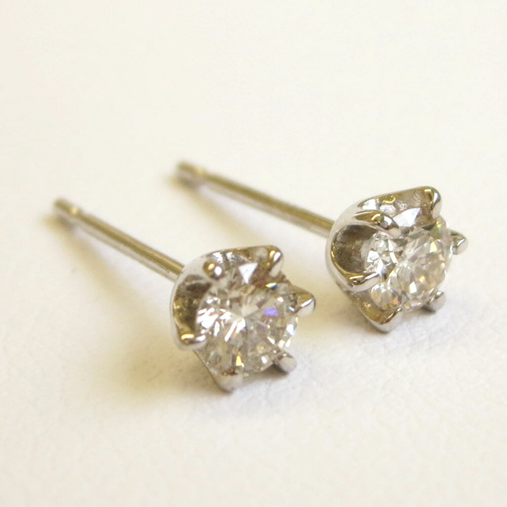 K18WG 一粒 ダイヤモンド ピアス トータル0.3ct 鑑別書付 18金 ホワイトゴールド 一粒ダイヤ 一粒ピアス レディース プレゼント ギフト 4月 誕生石｜真珠ジュエリー卸直販ピッコリーノ 44,688円
