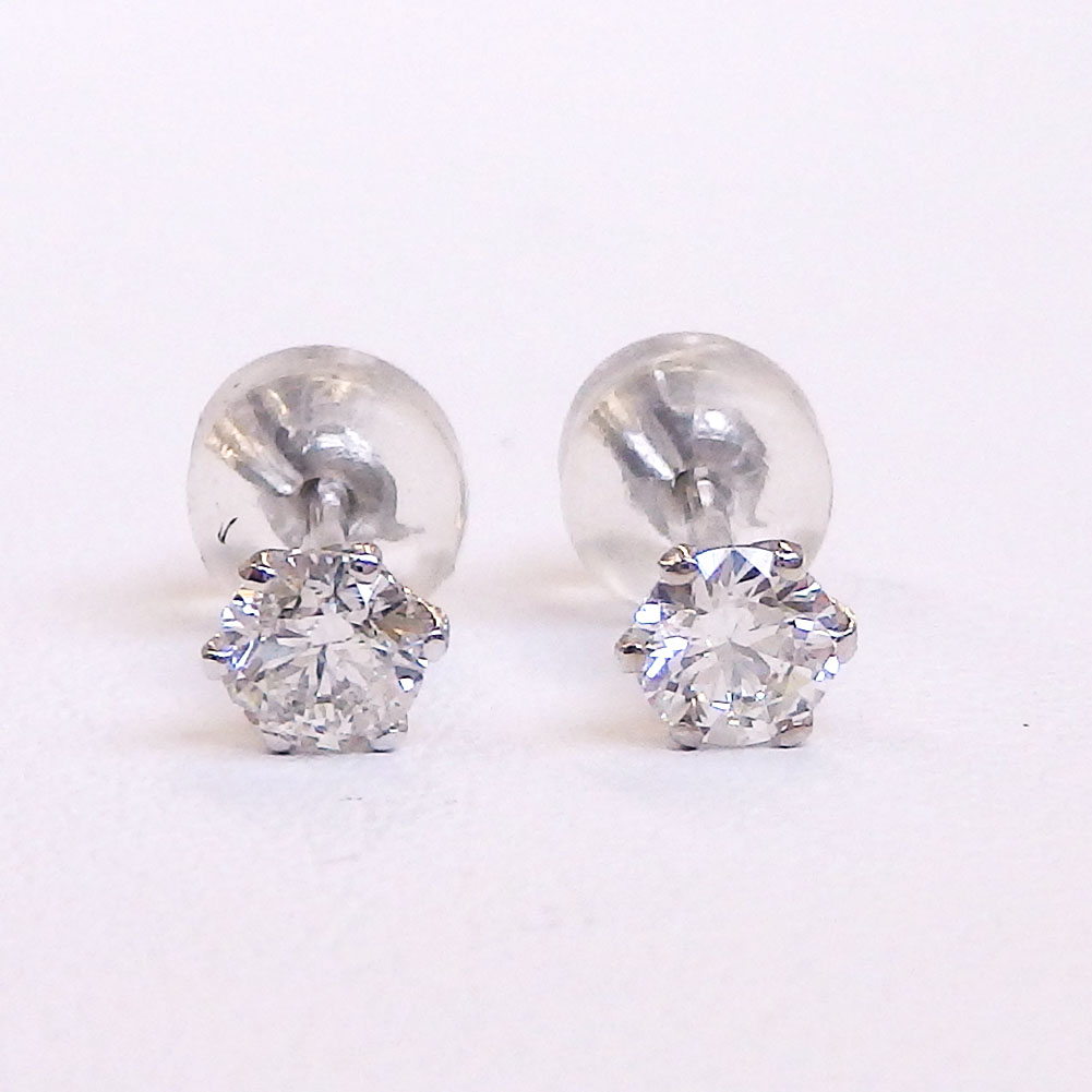 Pt900 一粒 ダイヤモンド ピアス 0.393ct 鑑定書付 プラチナ 人気 シンプル 一粒ダイヤ 一粒ピアス ダイヤ 4月 誕生石｜真珠ジュエリー卸直販ピッコリーノ
