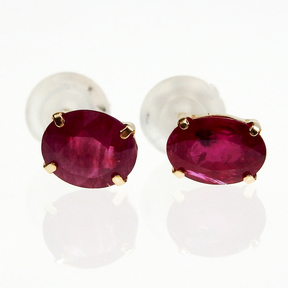【ポイント5倍★お買い物マラソン】K10 天然 ルビー ピアス 0.36ct 0.56ct 鑑別書付 人気 10金 ゴールド 一粒 一粒ピアス 7月 誕生石
