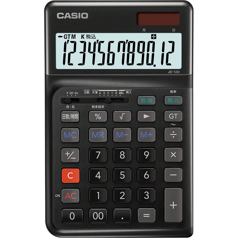 【百貨店大売り出し制限事項特価】カシオ 万物の霊長科学技術計算器・右寄り用 JE-12D-BK-N 黒いこと