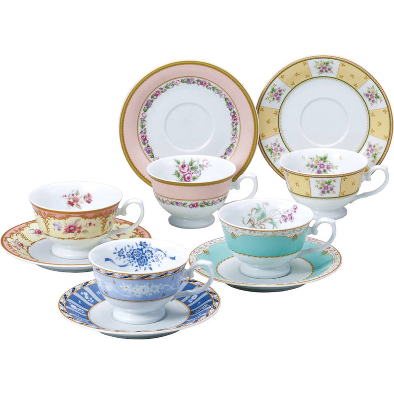ナルミ フローラルブティック 5客アソート碗皿 41721-33459