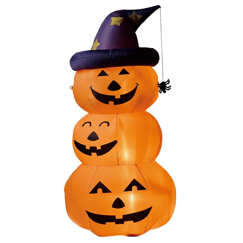 【ハロウィン】エアブロウ3連パンプキンMサイズ H125×W70cm　/　ハロウィン パンプキン 造花 POP 飾り 販促 イベント 装飾