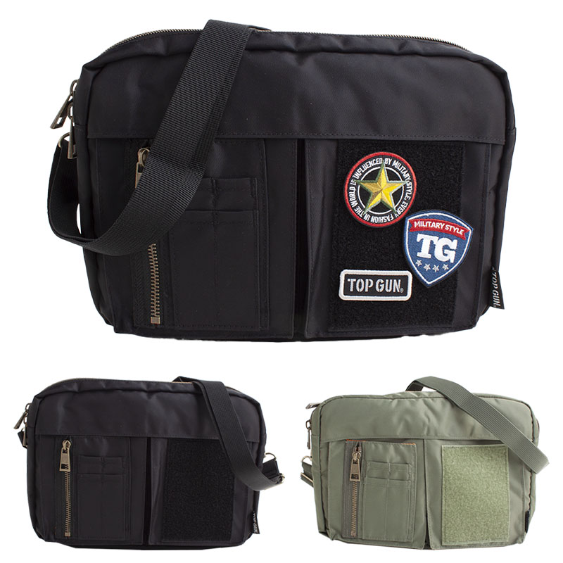 トップガン TOP GUN ショルダーバッグ ナイロンツイル ワッペン ミドル メンズ レディース 男女兼用 20369010