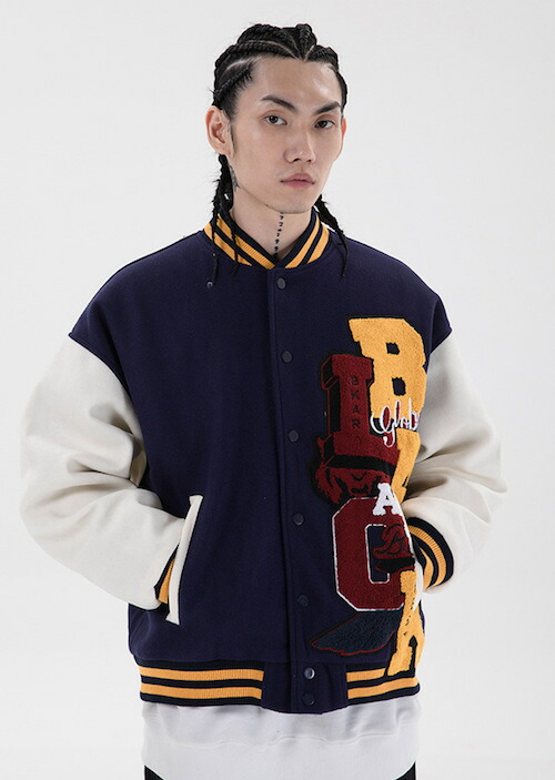 注目の福袋 楽天市場 スタジャン ジャケット かっこいい ストリートブランド ユニセックス B系 ストリート系 メンズ 男子 オーバーサイズ 秋 冬 アウター スケーター おしゃれ 可愛い 人気 シンプル 大きいサイズ ストリートファッション 袖 プリント ユニセックス