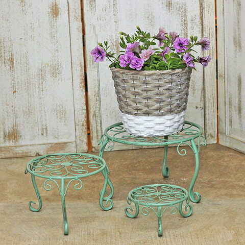 楽天市場】ガーデニング雑貨 花台 鉢台 アンティーク調 パウダー