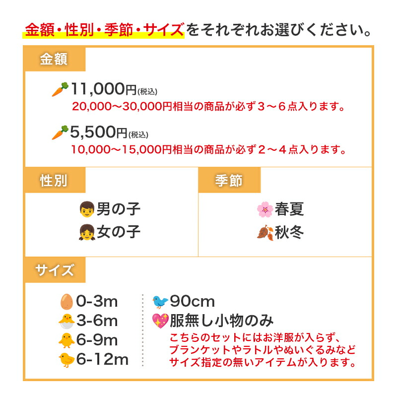 赤ちゃん ベビー 福袋 新生児 贈り物 ブランド 性別と季節とサイズが選べるベビー福袋 6 9mと6 12m福袋 赤ちゃん 女の子 ボトムス 6m 男の子 9m 12m 子供服専門店 ブランド おしゃれ ギフト プレゼント 内祝い 贈り物 ベビー服 ジャンプスーツ アウター 靴下 ニット