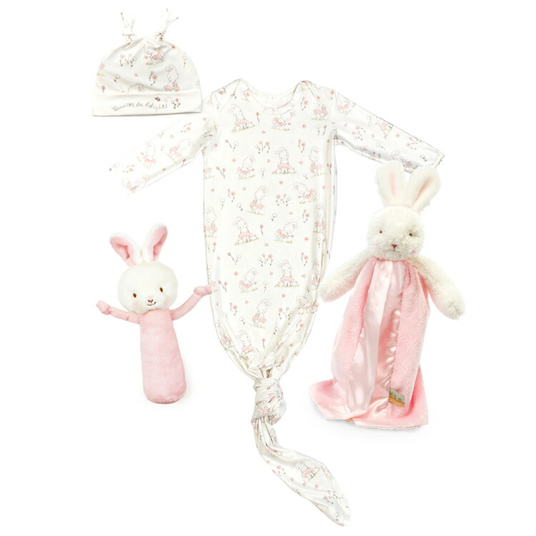 バニーズバイザベイ bunniesbythebay 【即出荷】【ベビーギフトセット】【4点】【ラッピング代込み】長袖バンドラーの4点高級ギフトセット☆ノベルティ付き( 出産祝い 新生児 ラトル ガラガラ スタイ よだれかけ ベビーギフト 赤ちゃん ギフト プレゼント )|LINDA BONITA
