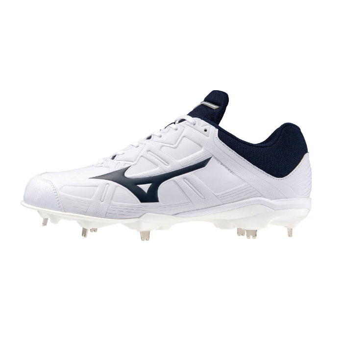 野球 ミズノ mizuno ライトレボバディー2 スパイク 野球スパイク 金具スパイク 紐タイプ 軽量 3E相当 ホワイト×ネイビー (11GM2326-14)|sportsプラス 1