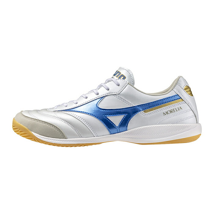 ミズノ モレリア SALA ELITE IN mizuno MORELIA フットサルシューズインドア 屋内 成年者 メンズ レディース スーパーホワイトパール×レーザ青色 (Q1GA241225)