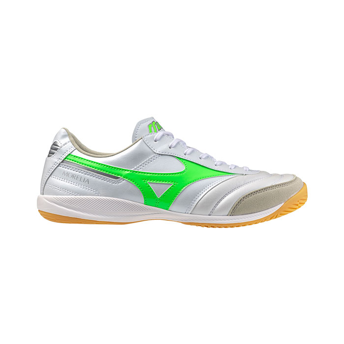 ミズノ モレリア SALA ELITE IN mizuno FRONTIER PACK フットサル シューズ インドア 白いこと×ネオン緑であること (Q1GA251237)
