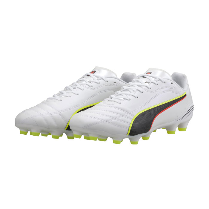 プーマ キング 20 アルティメット JP HG/AG PUMA サッカースパイク シューズ 土 人工芝 PUMA White-Glowing Red-Yellow Alert (108458-01)