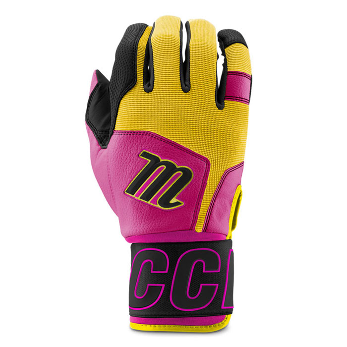 野球 マルッチ バッティング手袋 marucci バッティンググローブ 大人 草野球 (MBG2BKSM-PK-YL)