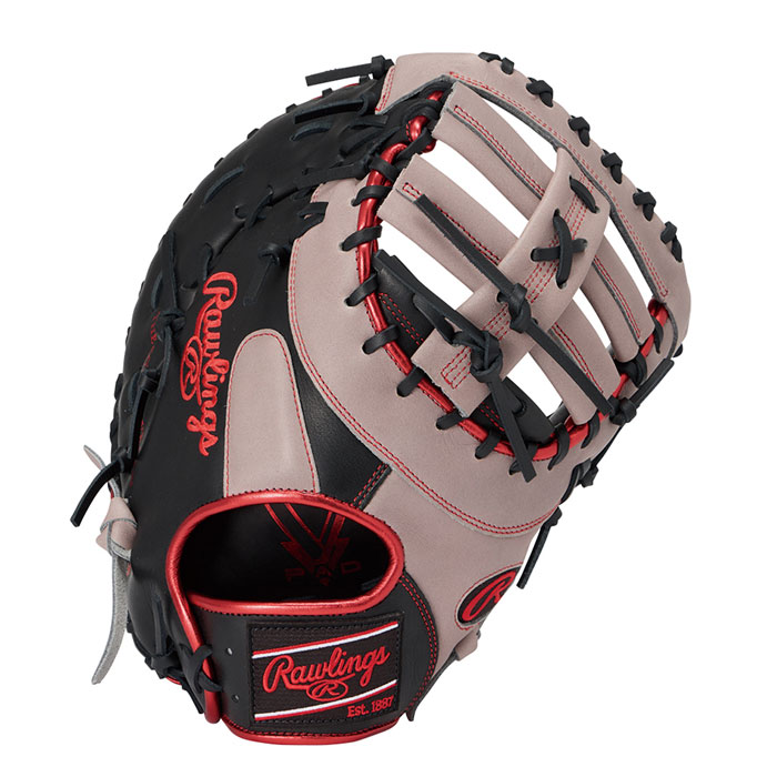 ベイスボール ローリングス ソフトボール用地球儀 捕手・一塁手 HYPER TECH COLORS Rawlings ホンブルグ帽グローヴ 右投げ キャッチャー 一塁手手 (GS6HTC3ACD-B-GRY)