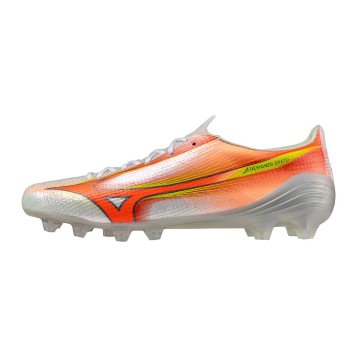 ミズノ ミズノアルファ3 ELITE mizuno 蹴球スパイク シューズ 土 人工芝 生まれながら芝 成年者 白いこと×オレンジ色×黄色 (P1GA266254)