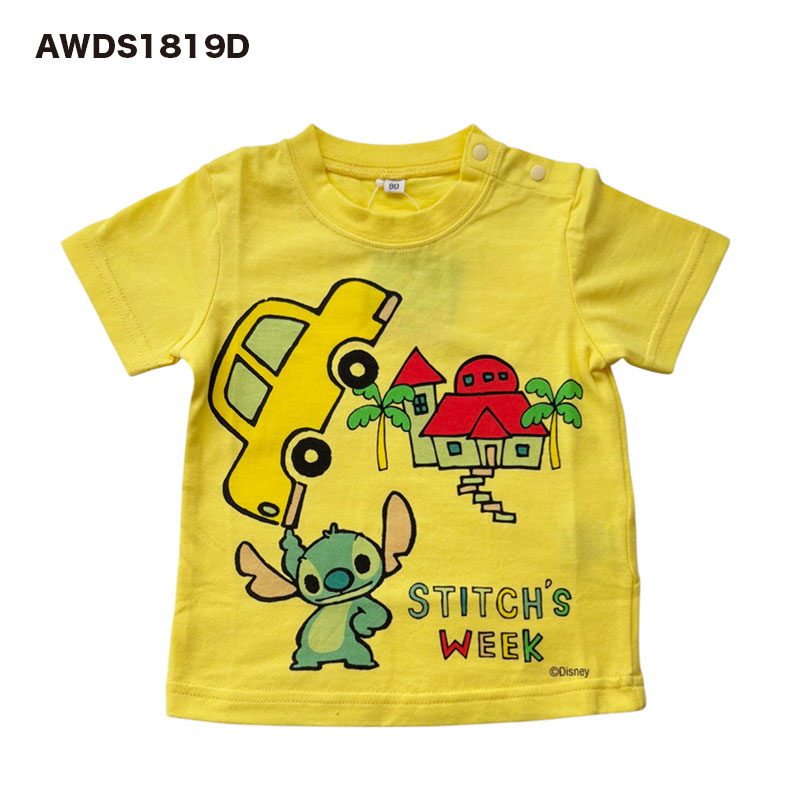 [公式] Disney Pixer ディズニー リロ・アンド・スティッチ パターン Tシャツ キッズ 120サイズ 120cm 総柄 ブルー 青 AWDS1819D スモール・プラネット画像