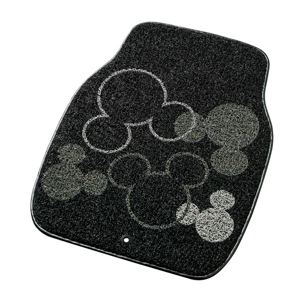 【Mickey Mouse】前席用汎用マット 『ミッキーコイルマット』 ブラック（約48×62cm）1枚画像