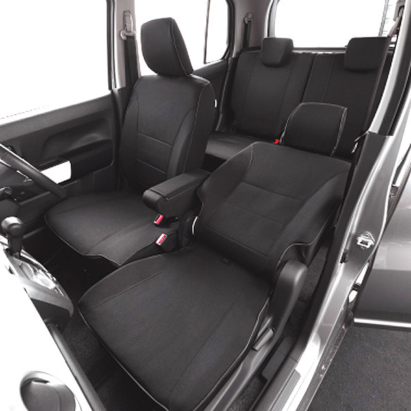 スズキハスラー(MR31S・41S/H26.1〜)・マツダフレアクロスオーバー(MS31S・41S/H26.1〜)専用撥水加工布シートカバー『ウォータープルーフ』(ブラック)1台分セットM4-42