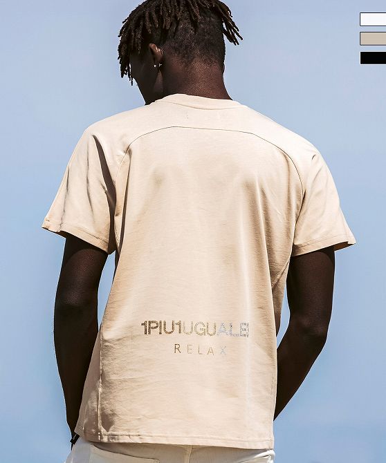 1PIU1UGUALE3 RELAX ウノピゥウノウグァーレトレ リラックス ラインストーンバックサイドロゴ半袖Tシャツ メンズ おしゃれ かっこいい ブランド ウェア ウノピュウ ウノピュー