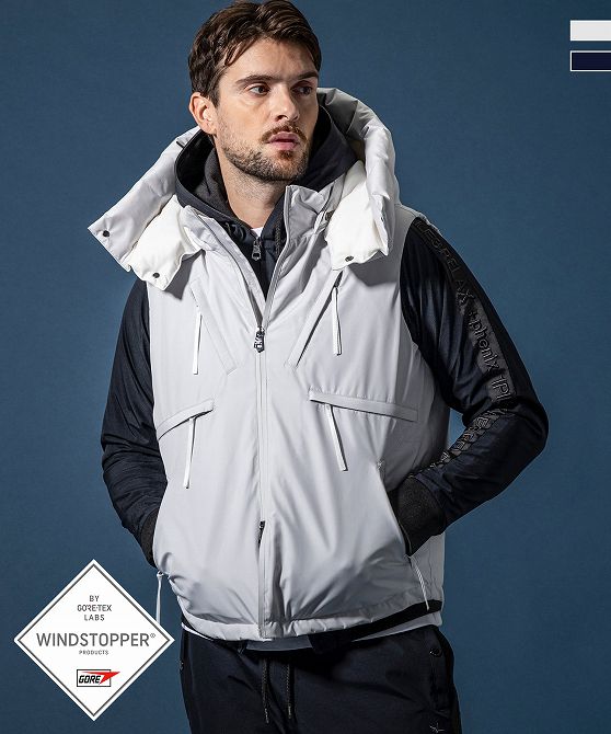 1PIU1UGUALE3 RELAX × +phenix ウノピゥウノウグァーレトレ リラックス スタンドネックダウンベスト WINDSTOPPER プロダクト by GORE-TEX LABS ウィンドストッパー ゴアテックス メンズ ブランド ウェア ウノピュウ ウノピュー|SHIFFON 公式ストア