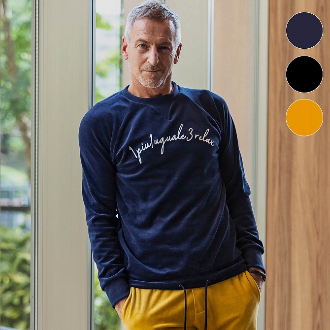 爆売りセール開催中 メンズ トップス ベロア コットン 刺繍ロゴ ウノピゥウノウグァーレトレ Relax 1piu1uguale3 長袖 ウノピュウ ブランド おしゃれ かっこいい カットソー Uso 241news Com