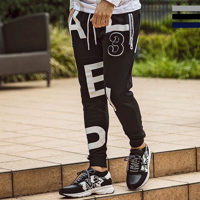 1piu1uguale3 Relax ウノピゥウノウグァーレトレ ビッグファスナー ランダムロゴ ジョガーパンツ ボトムス ズボン メンズ かっこいい おしゃれ ブランド ウノピュウ Wloczypies Pl