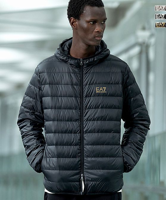 EMPORIO ARMANI EA7 イーエーセブン ダウンジャケット パッカブル ライトダウン インナーダウン TRAIN CORE ID M DOWN LIGHT HOODED JACKET メンズ おしゃれ かっこいい ブランド