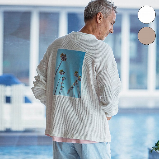 公式の Kagafuri Kamakura カガフリ カマクラ パームツリーフォト プルオーバー メンズ カットソー ロングtシャツ かっこいい ブランド 数量は多 Summapaincare Com