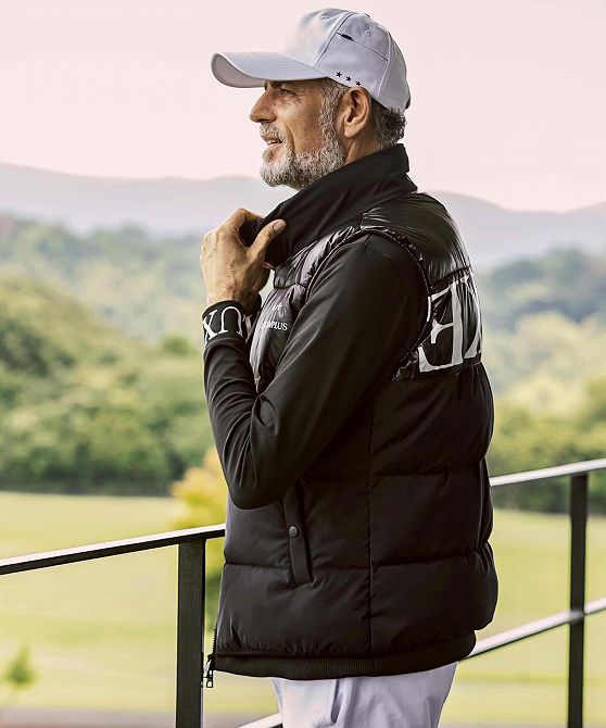 パーティを彩るご馳走や Luxeakmplus リュクスエイケイエムプラス ゴルフ バックロゴパデッドベスト アウター メンズ おしゃれ かっこいい ブランド ゴルフウェア スポーツウェア Golf Vanfis Mx